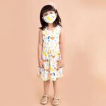 Girls White Sleeveless All-Over Print Casual Dress