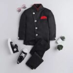 Boys Black Solid Full-Sleeve Jogger Set