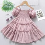 Girls Pink Short-Sleeve Solid Casual Dress
