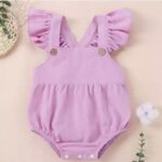 Girls Purple Sleeveless Halter Neck Onesies