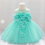 Girls Turquoise Sleeveless Embellished Party Dress