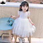 Girls White Applique Casual Dress
