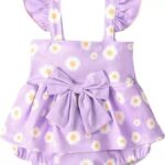 Girls Purple Floral Print Sleeveless Onesie