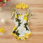 Girls Yellow All-Over Print Sleeveless Onesie