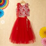 Girls Fuchsia Ethnic Print Lehenga Choli Set