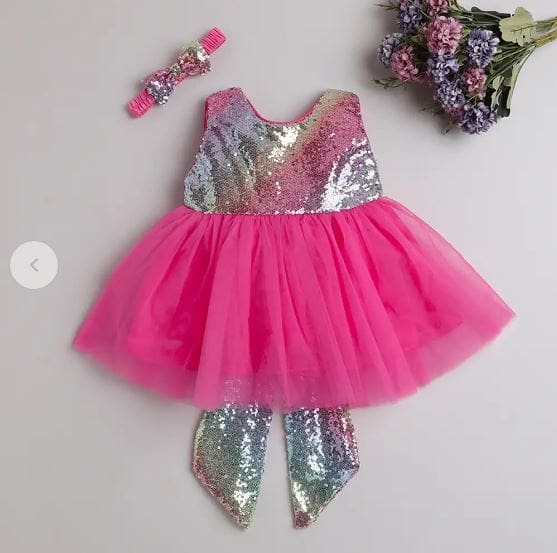 1758574530_1734852256_1730026735_1715447095_1-87.jpg Girls Pink Bow Applique Sleeveless Party Dress - Image 1