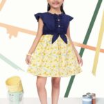 Girls blue & yellow party frock