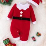 Colorblock Pom Pom Detail Jumpsuit & Hat For Christmas