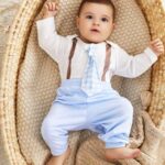 Newborn Baby Boys' Easter Spring/Summer Mr. Rabbit Style Jumpsuit With Tie And Bunny Tail Pants
