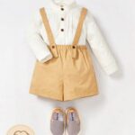 Baby Mock Neck Shirt & Pinafore Shorts