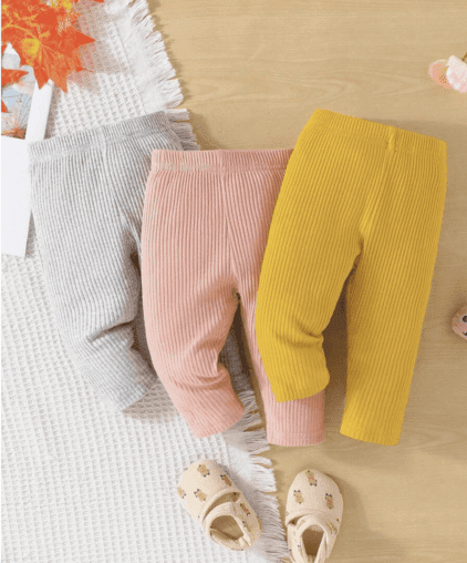 1758574565_1734852309_1730026936_1715447375_21-2.png Comfortable 3 pc pack Ribbed Solid Baby Pants Leggings - Image 1