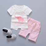 Elephent 3d printed trunk tshhirt with pants Pink