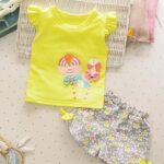 Yellow girls top and shorts set