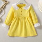 Girls Yellow Solid Applique Full-Sleeve Casual Top