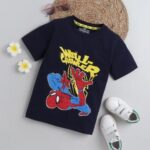 Boys Navy Graphic Print Slim Fit T-shirt