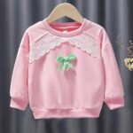Girls Pink Embellished Full-Sleeve Sweatshirt