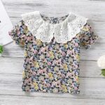Girls Blue Floral Print Blouse