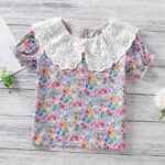 Girls Purple Floral Print Blouse