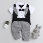 Boys Gray Houndstooth Romper