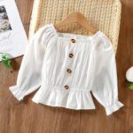 Girls White Full-Sleeve Blouse