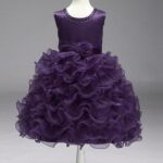 Girls Purple Sleeveless Ruffled Party Dress