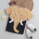 Boys Khaki Graphic Print  Slim Fit  T-shirt