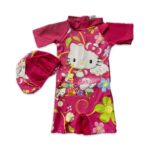 Red hello kitty  printed swimwear with cap