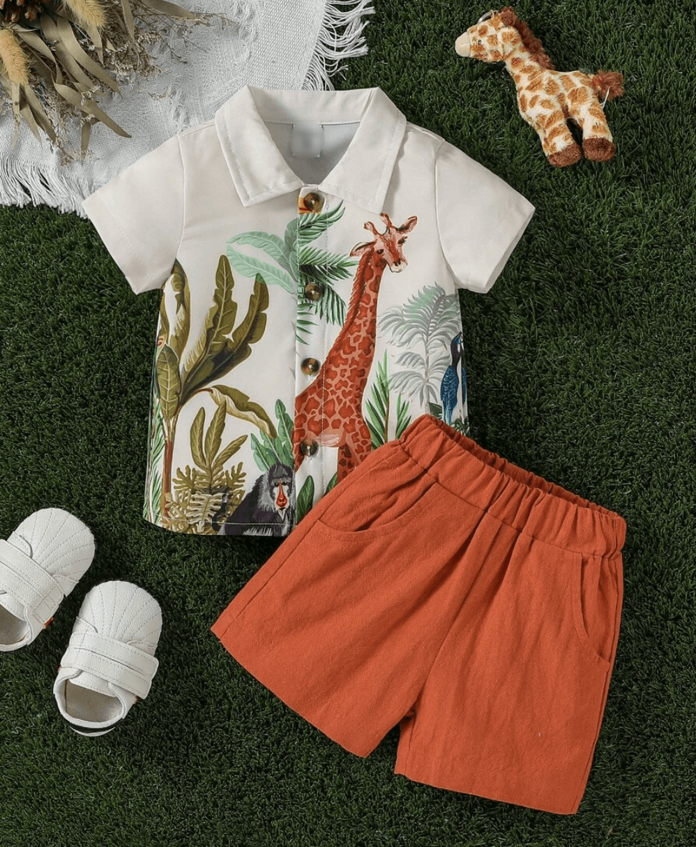 1758574636_1734852427_1730038934_1721662330_Screenshot202024-07-2220at2020.57.08.png Baby Boy Vacation Casual Cartoon Pattern Shirt And Solid Color Shorts Set - Image 1
