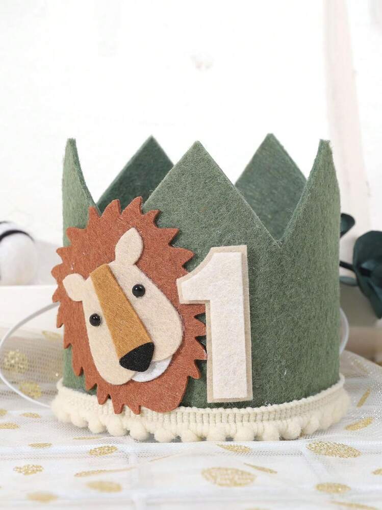 1758574640_1734852440_1730057970_12.jpg 1st Birthday Lion Crown Decoration Hat, Birthday Border Crown Hat, Party Decoration Supplies - Random - Image 1