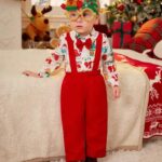 2pcs Newborn Baby Boy Spring & Fall Fashion Simple Cute Party Gentleman Bowtie Collar Shirt Printed Bib Overall Pants Christmas Holiday Outfit Set