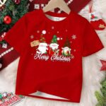 Baby Boy Casual Minimalist 3 Santa Claus, Christmas Text Graphic Print Round Neck Short Sleeve Loose T-Shirt, Suitable For Summer