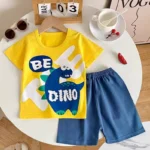 Baby boy / be dino /casual wear /yellow t-shirt with blue short /2 pcs