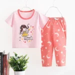 Baby girl/ night wear / t-shirt with long pant (pink colur )/2pcs