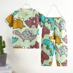 Green Top and bottom Night wear sleep suit for boys and girls