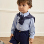3pcs Baby Boys Toddlers Casual & Formal Shirt, Knit Cape And Shorts Set, Elegant Young Gentleman Outfit For Fall/Winter, Suitable For Outing, Birthday, Holiday Events