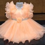 Baby girl party frock(net) light orange colour