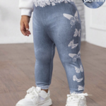 Baby Girls Butterfly Pattern Leggings, Suitable For Outings, Gatherings, Parties And Other Occasions
