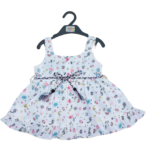 Baby girls sleeveless cotton comfort  frock white in prined