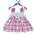 Baby girls sleevless frock / small bunny ear accent on the shoulder
