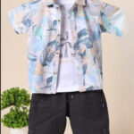 Leafy Breeze Set / sleeveless t-shirt and short ( grey) 3pcs