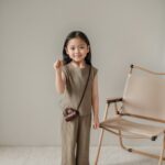 Baby girls tunic comfort and casual wear sleeveless top with pant brown (2pcs)