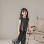 Baby girls tunic comfort and casual wear sleeveless top with pant gray (2pcs)