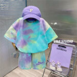 blue-green tie dye wrap/ casual wear (2pcs)