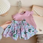 Baby girls pink petal delight comfort casual wear (2pcs)