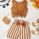 Baby girls tiny power shift brown casual wear (2pcs)