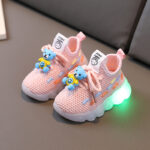 Kids luminous sneakers - light shoes (pink in blue teddy)
