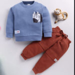 Zebra academy kids ensemble t-shirt and pant 2pcs(Geraph Blue)