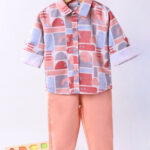Little Folk mosaic style & eclectic pattern suit 2pcs (Pink)