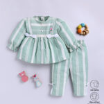 Mayoral mint and white striped baby drees 2pcs