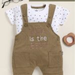 Little tribute romper / Best mom baby outfit (light brown) 2pcs